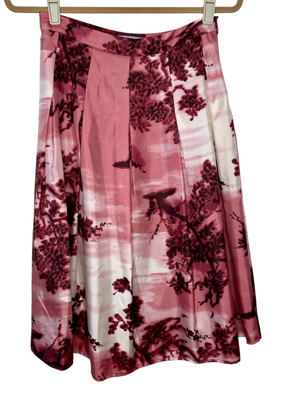 Fresh Twist Skirt Floral Tree Print A Line Knee Length Pink White Size 2